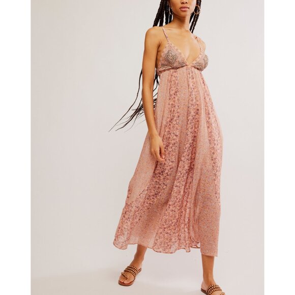 🎉LAST CHANCE🎉 FREE PEOPLE Forever Time Dress / Dusty Pink Combo - Picture 4 of 10